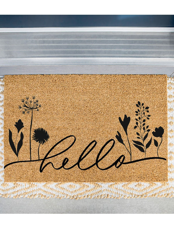 Hello Floral Spring Doormat, Welcome Mat, Cute Door Mat, Flower Hello Door Mat, Spring Decor, Front Porch Decor, Housewarming, Easter Decor