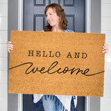 Hello and Welcome Doormat / Welcome Mat / Welcome Mat / Front Porch Decor / Wedding Gift / Housewarming Gift / Birthday Gift / Custom Mat