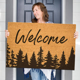 Trees Welcome Mat, Forest Doormat, Summer Porch Decor, Gift for Outdoorsman, Spring Outdoor Rug, Cute Doormat, Gift for Him, Cabin Door Mat