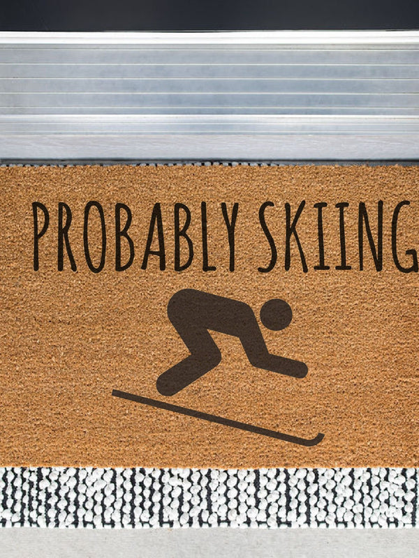 Probably Skiing Doormat, Downhill Ski Door Mat, Mountain Outdoor Mat, Skiing Welcome Mat, Mountain Decor, Cabin Decor, Ski Decor, Skier Mat