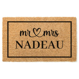 Mr and Mrs Heart Personalized Doormat, Custom Door Mat, Personalized Wedding Gift, Mr and Mr, Mrs and Mrs, Welcome Mat, Housewarming Gift