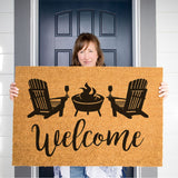Adirondack Welcome Doormat, Muskoka Chairs Welcome Mat, Lake House Door Mat, Beach House Outdoor Rug, Cottage Decor, Cabin Decor, Wine Lover