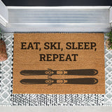 Eat, Ski, Sleep, Repeat Skiing Doormat, Cross Country Ski Door Mat, Downhill Skiing Outdoor Mat, Cross Country Skiing Welcome Mat, Cabin