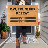 Eat, Ski, Sleep, Repeat Skiing Doormat, Cross Country Ski Door Mat, Downhill Skiing Outdoor Mat, Cross Country Skiing Welcome Mat, Cabin