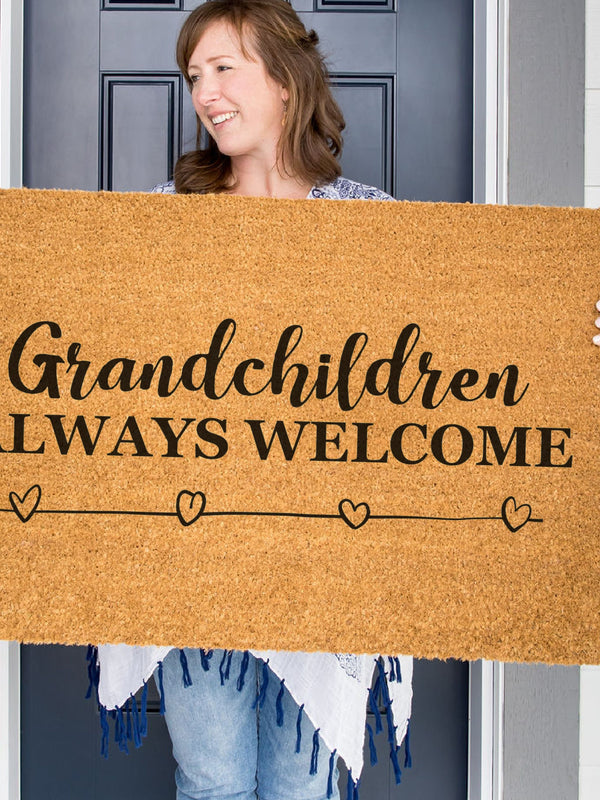 Grandchildren Always Welcome Doormat, Grandparent Welcome Mat, Grandma Door Mat, Grandpa Front Mat, Nana, Papa, Oma, Opa, Grandparent Gift
