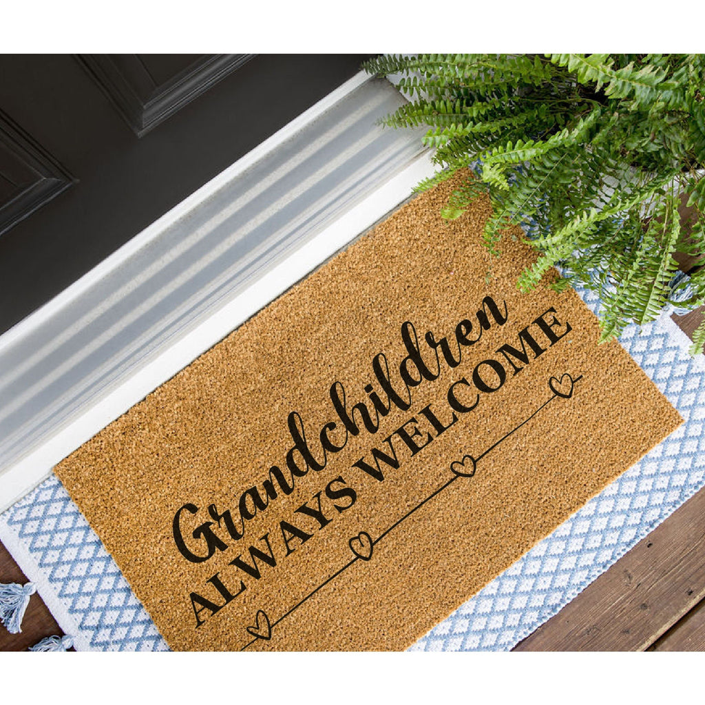 Grandchildren Always Welcome Doormat, Grandparent Welcome Mat, Grandma Door Mat, Grandpa Front Mat, Nana, Papa, Oma, Opa, Grandparent Gift