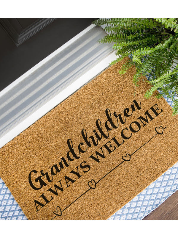 Grandchildren Always Welcome Doormat, Grandparent Welcome Mat, Grandma Door Mat, Grandpa Front Mat, Nana, Papa, Oma, Opa, Grandparent Gift