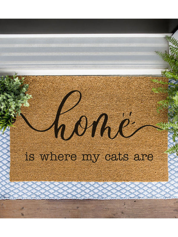 Custom Cat Doormat, Home Is Where My Cats Are Doormat, Cat Welcome Mat, Home Doormat, Cat Mom, Cat Lover Gift, Funny Doormat, Custom Gift