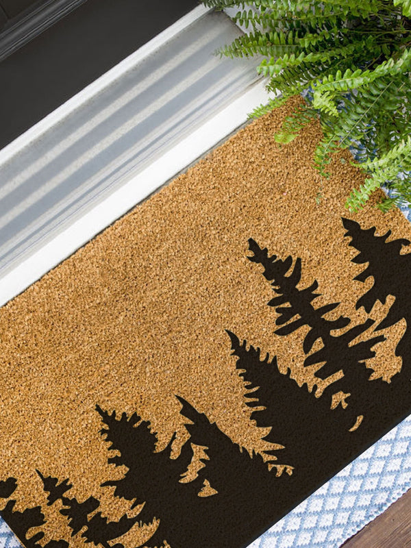 Forest Doormat, Tree Door Mat, Evergreen Front Doormat, Gift for Outdoorsman, Cabin Doormat, Mountain Decor, Gift for Dad, Father's Day Gift