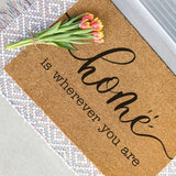 Home is Wherever You Are Doormat, Home Welcome Mat, Front Porch Decor, Wedding Gift, Housewarming Gift, Mother's Day Gift, Custom Doormat