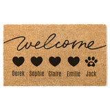 Family and Dog Welcome Mat, Family Names Doormat, Cute Dog Door Mat, Dog Front Doormat, Paw Print Outdoor Rug, Dog Lover Gift, Custom Mat