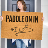 Paddle On In Kayaking Doormat, Funny Welcome Mat, Kayaking Door Mat, Lake Doormat, Cabin Decor, Cottage Door Mat, Housewarming, Watersport