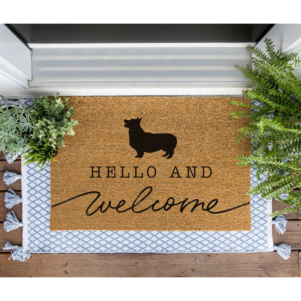 Pembroke Welsh Corgi Welcome Mat, Corgi Doormat, Cute Dog Door Mat, Animal Front Doormat, Dog Breed Outdoor Rug, Dog Lover Gift, Custom Mat