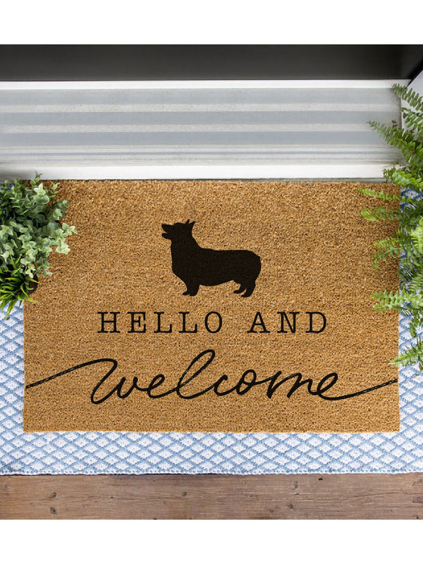 Pembroke Welsh Corgi Welcome Mat, Corgi Doormat, Cute Dog Door Mat, Animal Front Doormat, Dog Breed Outdoor Rug, Dog Lover Gift, Custom Mat