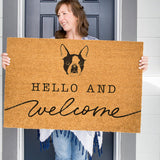 Boston Terrier Welcome Mat, Boston Terrier Doormat, Cute Dog Door Mat, Animal Front Doormat, Dog Breed Outdoor Rug, Dog Lover Gift, Custom
