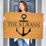 Anchor Family Name Doormat, Surname Welcome Mat, Last Name Coir Door Mat, Beach Decor, Lake Decor, Anchor, Nautical Decor, Wedding Gift