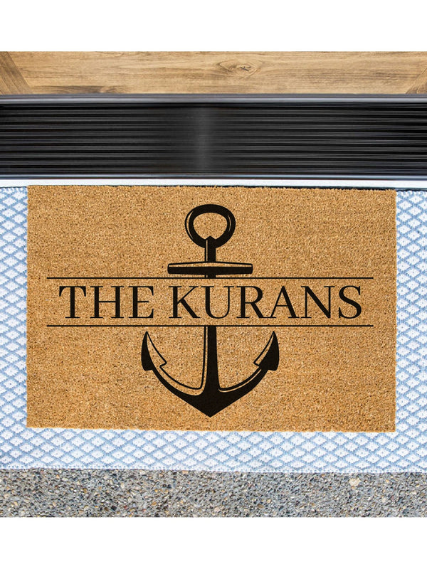 Anchor Family Name Doormat, Surname Welcome Mat, Last Name Coir Door Mat, Beach Decor, Lake Decor, Anchor, Nautical Decor, Wedding Gift