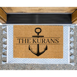 Anchor Family Name Doormat, Surname Welcome Mat, Last Name Coir Door Mat, Beach Decor, Lake Decor, Anchor, Nautical Decor, Wedding Gift