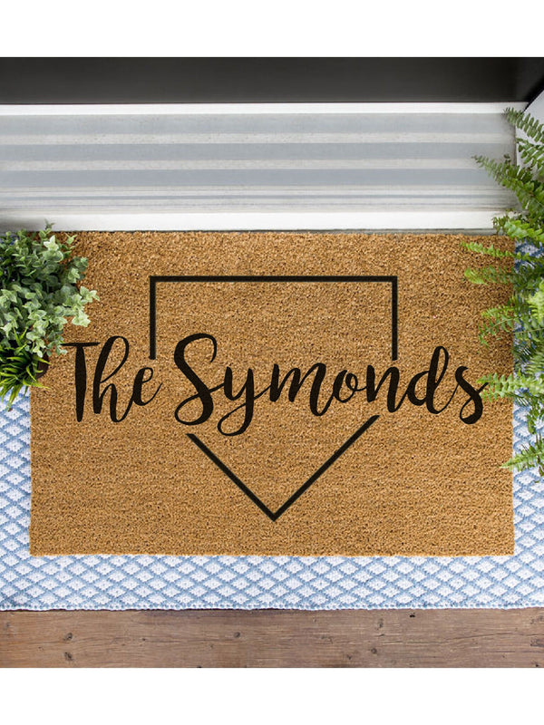 Homebase Doormat, Baseball Door Mat, Surname Mat, Last Name Doormat, Family Name Door Mat, Father's Day Gift, Coach Gift, Custom Doormat