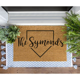 Homebase Doormat, Baseball Door Mat, Surname Mat, Last Name Doormat, Family Name Door Mat, Father's Day Gift, Coach Gift, Custom Doormat
