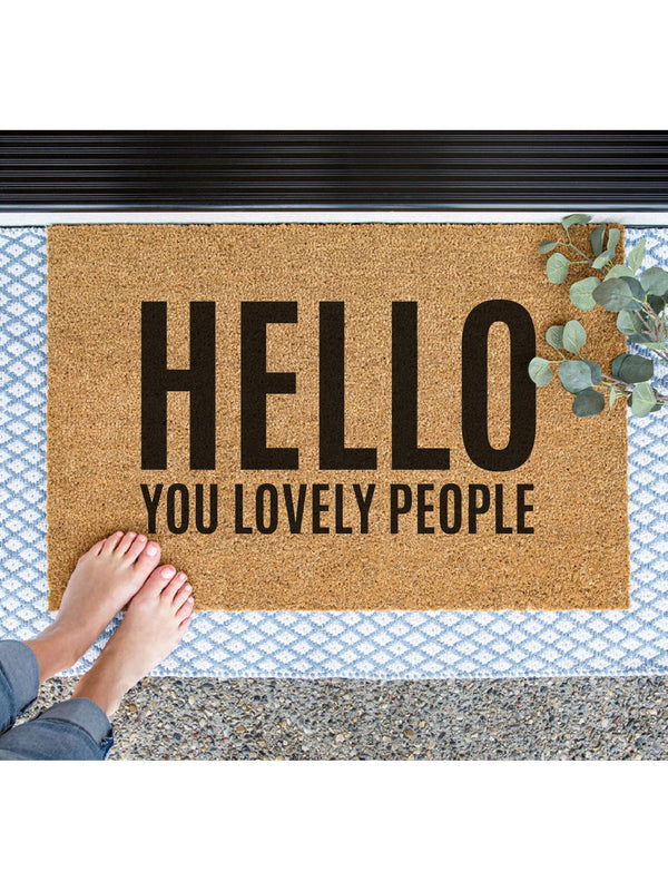 Hello You Lovely People Doormat, Happy Door Mat, Welcome Mat, Funny Doormat, Cute Door Mat, Front Porch Decor, Summer Decor, Coir Mat