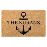 Anchor Family Name Doormat, Surname Welcome Mat, Last Name Coir Door Mat, Beach Decor, Lake Decor, Anchor, Nautical Decor, Wedding Gift