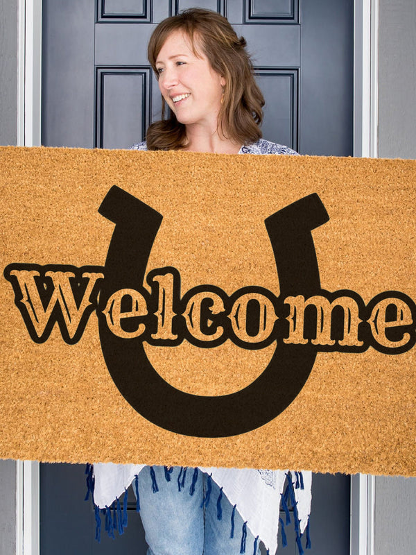 Horseshoe Doormat, Welcome Door Mat, Equestrian Front Door Mat, Horse Doormat, Cute Doormat, Lucky Gift, Ranch Doormat, Horse Lover