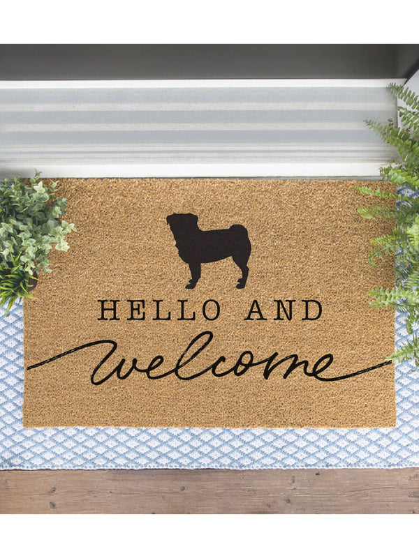 Pug Doormat, Pug Welcome Mat, Cute Dog Door Mat, Animal Front Doormat, Dog Breed Outdoor Rug, Dog Lover Gift, Custom Mat, Pug Gift, Pug Dog