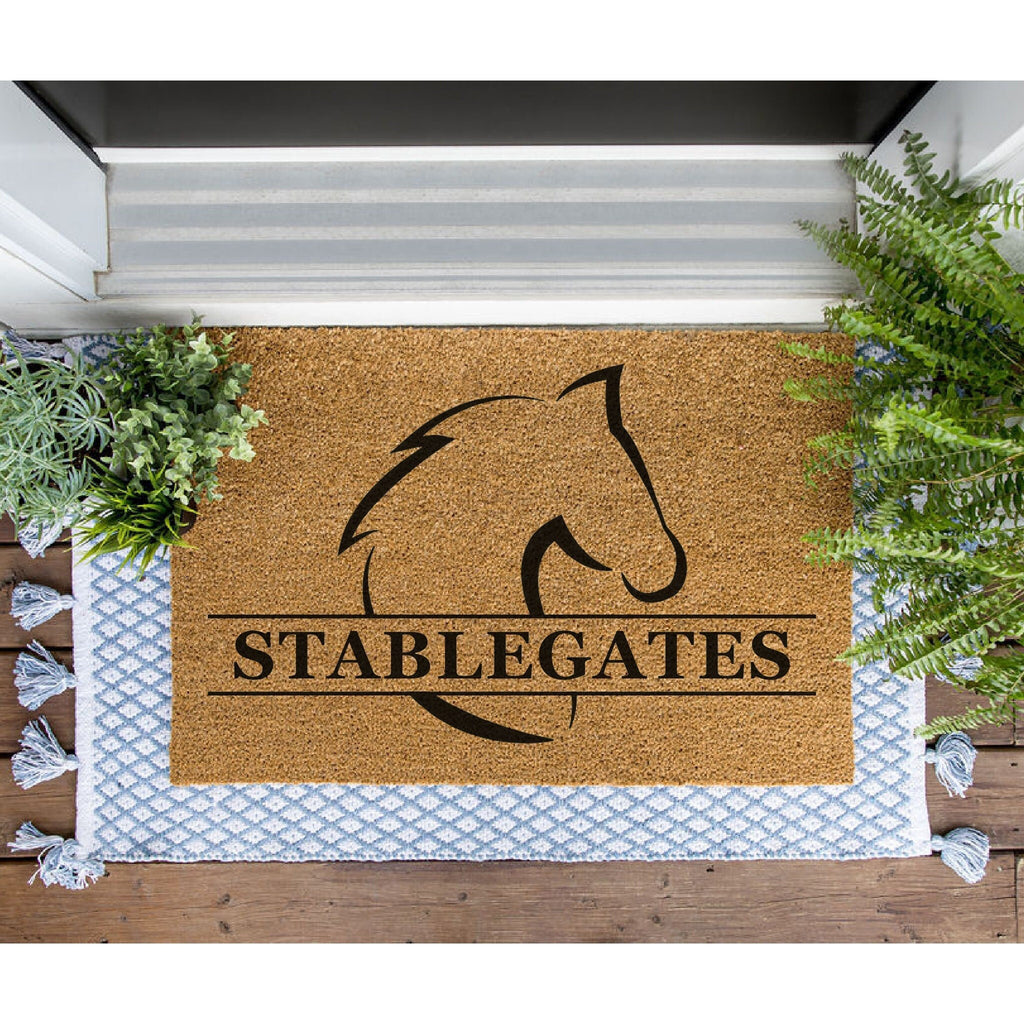 Horse Doormat, Family Name Door Mat, Equestrian Front Door Mat, Custom Doormat, Last Name Mat, Personalized Gift, Ranch Doormat, Horse Lover