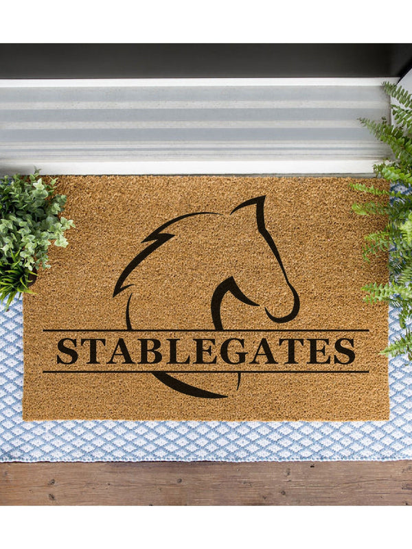 Horse Doormat, Family Name Door Mat, Equestrian Front Door Mat, Custom Doormat, Last Name Mat, Personalized Gift, Ranch Doormat, Horse Lover