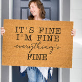 It's Fine, I'm Fine, Everything's Fine Doormat, Funny Door Mat, Cute Front Doormat, Sarcastic Gift, Funny Gift, Introvert, Funny Home Decor