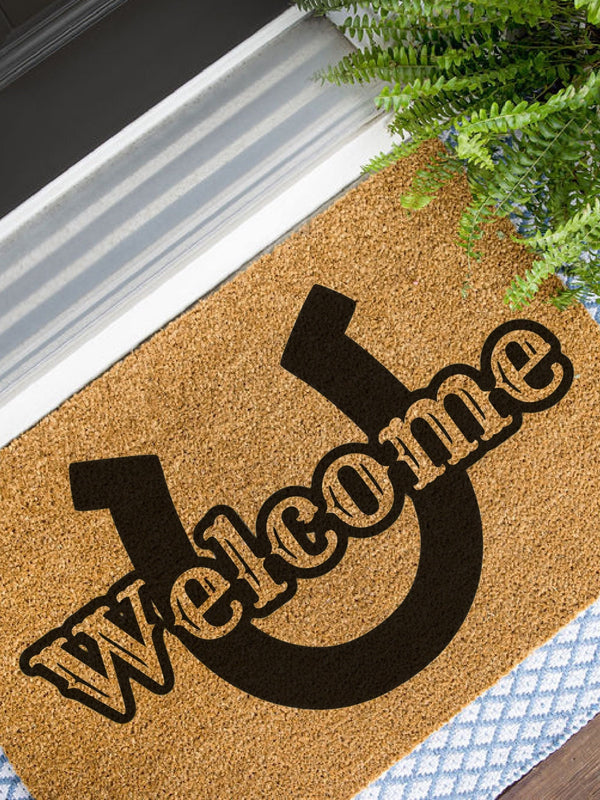 Horseshoe Doormat, Welcome Door Mat, Equestrian Front Door Mat, Horse Doormat, Cute Doormat, Lucky Gift, Ranch Doormat, Horse Lover