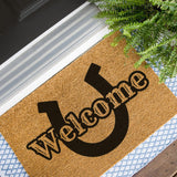 Horseshoe Doormat, Welcome Door Mat, Equestrian Front Door Mat, Horse Doormat, Cute Doormat, Lucky Gift, Ranch Doormat, Horse Lover